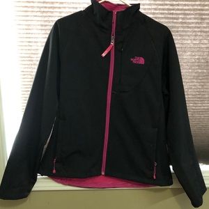 Black and pink North Face zip up jacket